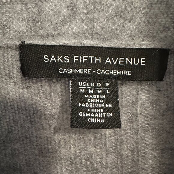 Saks Fifth Avenue 100% Cashmere Gray Cardigan - Picture 4 of 16